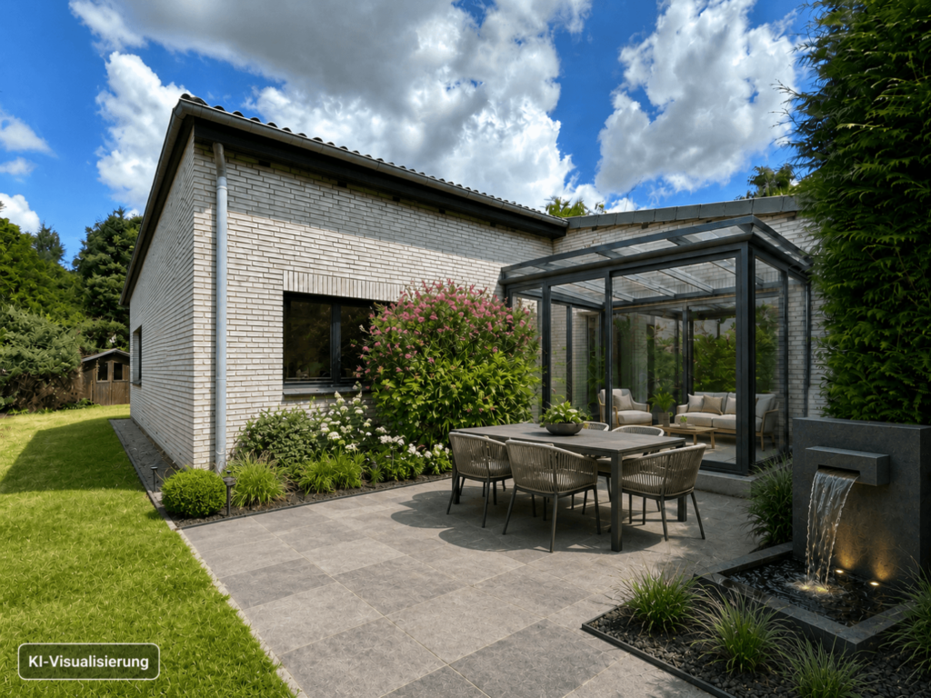 Visualisierung Wintergarten mit Terrasse